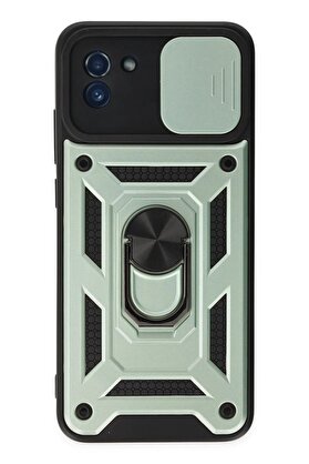 CepteToptan Samsung Galaxy A03 Kılıf Pars Lens Yüzüklü Silikon - Yeşil - DROPX8040-3068