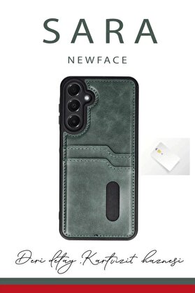 CepteToptan Samsung Galaxy A16 5G Kılıf Sara Kartvizitli Deri Kılıf - Lacivert - DROPX3603-2580