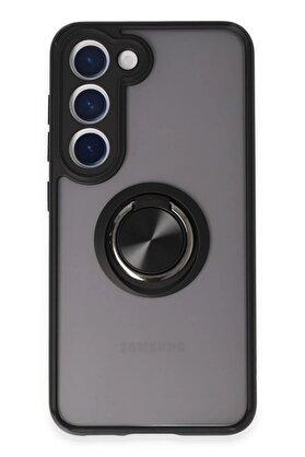 CepteToptan Samsung Galaxy S23 Kılıf Montreal Yüzüklü Silikon Kapak - Siyah - DROPX3575-3438
