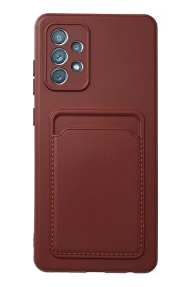 CepteToptan Samsung Galaxy A72 Kılıf Kelvin Kartvizitli Silikon - Bordo - DROPX4940-8485
