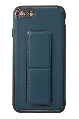 CepteToptan iPhone 7 Kılıf Coco Deri Standlı Kapak - Mavi - DROPX7002-6203