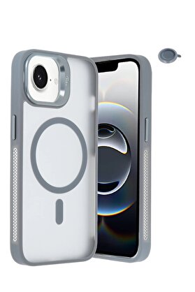 CepteToptan iPhone 16E Flet Lens Magsafe Kapak - Gri - DROPX2444-8620