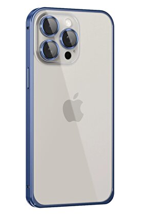 CepteToptan iPhone 15 Pro Metal Bumper Mat Kapak - Lacivert - DROPX4179-6343