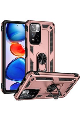CepteToptan Xiaomi Redmi Note 11 Pro Plus 5G Kılıf Sofya Yüzüklü Silikon Kapak - Rose - DROPX3050-7659