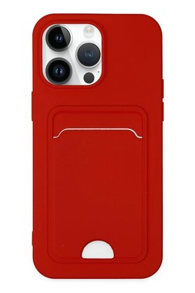 CepteToptan iPhone 14 Pro Kılıf Kelvin Kartvizitli Silikon - Kırmızı - DROPX7939-9000