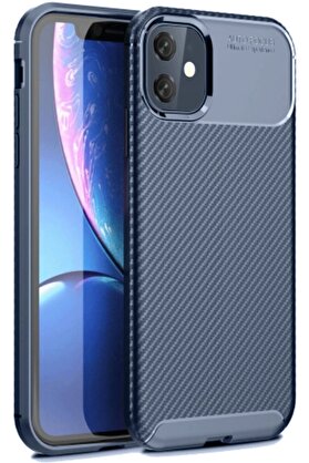 CepteToptan iPhone 11 Kılıf Auto Focus Karbon Kapak - Lacivert - DROPX7046-6387