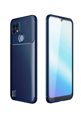 CepteToptan Realme C21 Kılıf Auto Focus Karbon Kapak - Lacivert - DROPX4119-8858