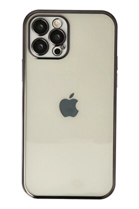 CepteToptan iPhone 12 Pro Kılıf Lensli Silikon - Siyah - DROPX4296-3715
