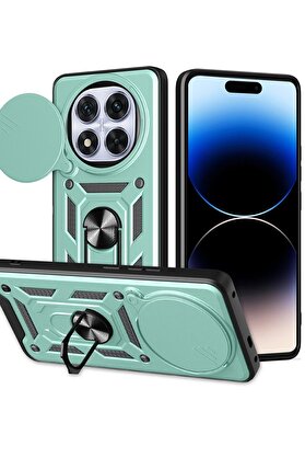 CepteToptan Xiaomi Redmi Note 14 Pro Plus Kılıf Pars Lens Yüzüklü Silikon - Yeşil - DROPX9061-8605