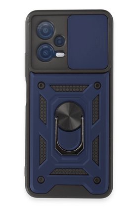 CepteToptan Xiaomi Redmi Note 12 5G Kılıf Pars Lens Yüzüklü Silikon - Lacivert - DROPX1342-2653