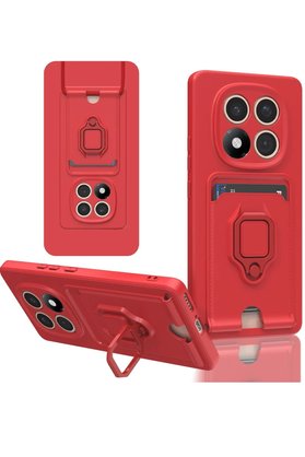 CepteToptan Xiaomi Redmi Note 14 Pro 4G Kılıf Zuma Kartvizitli Yüzüklü Silikon - Kırm? - DROPX2039-7182