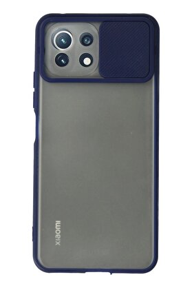 CepteToptan Xiaomi Mİ 11 Lite Kılıf Palm Buzlu Kamera Sürgülü Silikon - Lacivert - DROPX6384-7797