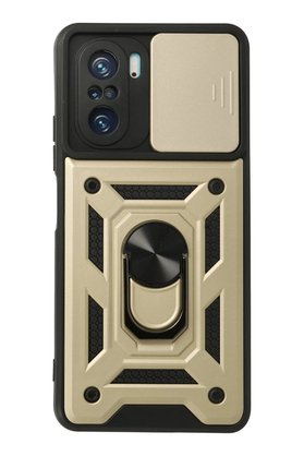 CepteToptan Xiaomi Poco F3 Kılıf Pars Lens Yüzüklü Silikon - Gold - DROPX8194-1462