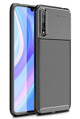 CepteToptan Huawei P Smart S Kılıf Auto Focus Karbon Kapak - Siyah - DROPX4593-1964
