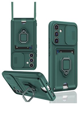 CepteToptan Samsung Galaxy A56 Kılıf Zuma Kartvizitli Yüzüklü Silikon - Yeşil - DROPX4568-3701