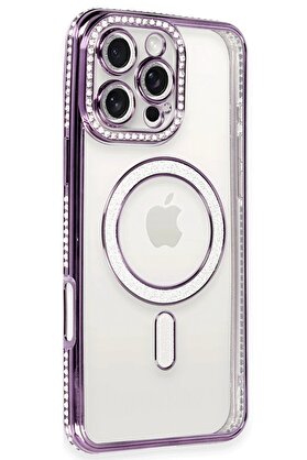 CepteToptan iPhone 16 Pro Max Kılıf Joke Simli Magneticsafe Kılıf - Derin Mor - DROPX6000-2200