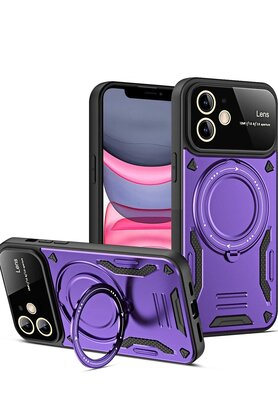 CepteToptan iPhone 11 Kılıf Joy Lens Standlı Kapak - Mor - DROPX2999-2726