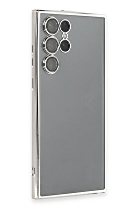 CepteToptan Samsung Galaxy S22 Ultra Kılıf Lensli Silikon - Gümüş - DROPX7976-1317