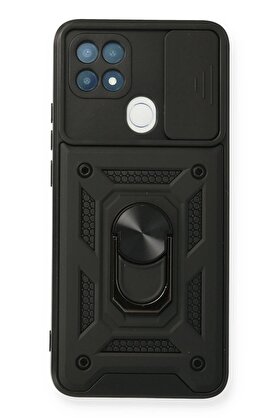 CepteToptan Oppo A15 Kılıf Pars Lens Yüzüklü Silikon - Siyah - DROPX2995-8713