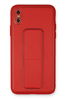 CepteToptan iPhone XS Max Kılıf Coco Deri Standlı Kapak - Kırmızı - DROPX5971-3757