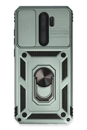 CepteToptan Xiaomi Redmi Note 8 Pro Kılıf Pars Lens Yüzüklü Silikon - Yeşil - DROPX1816-1699