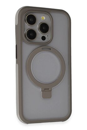 CepteToptan iPhone 15 Pro Zorda Airbag Magsafe Standlı Kapak - Titan Gri - DROPX4146-1512