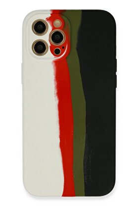 CepteToptan iPhone 12 Pro Kılıf Ebruli Lansman Silikon - Beyaz-Siyah - DROPX9970-2777