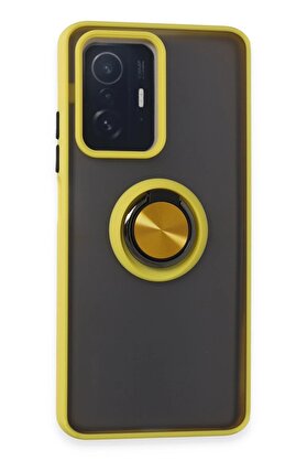 CepteToptan Xiaomi Mi 11T Pro Kılıf Montreal Yüzüklü Silikon Kapak - Sarı - DROPX4951-9614