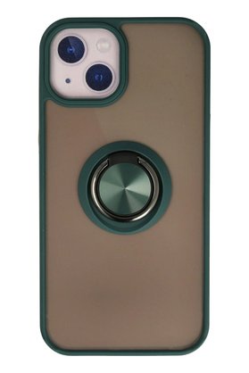 CepteToptan iPhone 13 Kılıf Montreal Yüzüklü Silikon Kapak - Yeşil - DROPX3872-4612