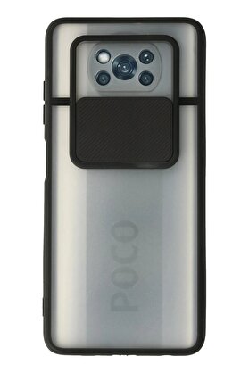 CepteToptan Xiaomi Pocophone X3 Kılıf Palm Buzlu Kamera Sürgülü Silikon - Siyah - DROPX2794-8383
