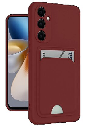 CepteToptan Samsung Galaxy M15 Kelvin Kartvizitli Silikon - Bordo - DROPX2738-6756