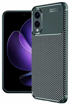 CepteToptan Samsung Galaxy S25 Edge Kılıf Auto Focus Karbon Kapak - Koyu Yeşil - DROPX4715-3994