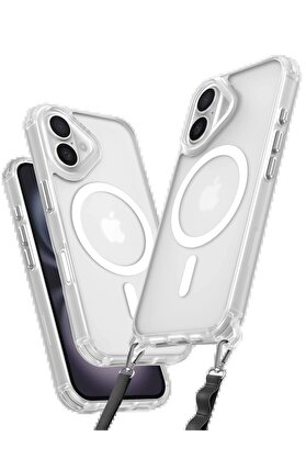CepteToptan iPhone 16 Plus Kılıf Enka Magsafe Silikon Kılıf - Şeffaf - DROPX8487-2788