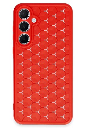 CepteToptan Samsung Galaxy A25 5G Kılıf Petek Silikon Kapak - Kırmızı - DROPX7568-4695