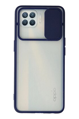 CepteToptan Oppo Reno 4 Lite Kılıf Palm Buzlu Kamera Sürgülü Silikon - Lacivert - DROPX6988-7707
