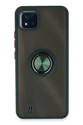 CepteToptan Realme C11 2021 Kılıf Montreal Yüzüklü Silikon Kapak - Yeşil - DROPX5574-7807