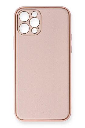 CepteToptan iPhone 12 Pro Kılıf Coco Deri Silikon Kapak - Pembe - DROPX2632-9137