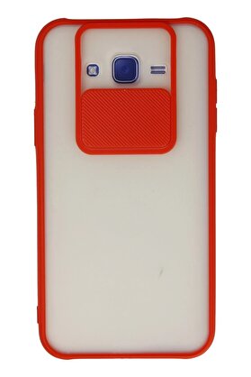 CepteToptan Samsung Galaxy J7 Kılıf Palm Buzlu Kamera Sürgülü Silikon - Kırmızı - DROPX6786-4231
