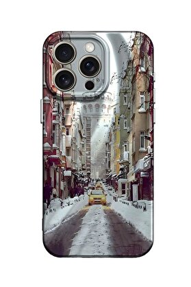 CepteToptan iPhone 15 Pro Max Kılıf Crew Desenli Kapak - Galata Kulesi - DROPX8428-7649