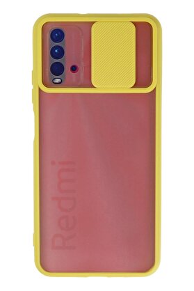 CepteToptan Xiaomi Redmi 9T Kılıf Palm Buzlu Kamera Sürgülü Silikon - Sarı - DROPX2951-6575