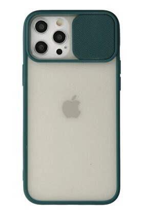 CepteToptan iPhone 12 Pro Max Kılıf Palm Buzlu Kamera Sürgülü Silikon - Yeşil - DROPX6505-1570