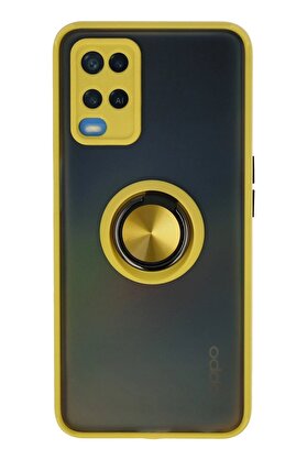 CepteToptan Oppo A54 4G Kılıf Montreal Yüzüklü Silikon Kapak - Sarı - DROPX2768-2988