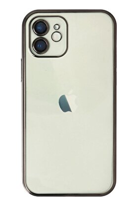 CepteToptan iPhone 12 Kılıf Lensli Silikon - Siyah - DROPX3386-3958