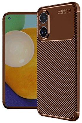 CepteToptan Realme 12 Lite Kılıf Auto Focus Karbon Kapak - Kahverengi - DROPX5035-9759