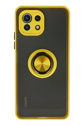 CepteToptan Xiaomi Mİ 11 Lite Kılıf Montreal Yüzüklü Silikon Kapak - Sarı - DROPX6674-3463