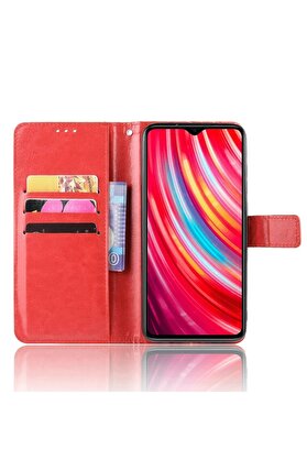CepteToptan Xiaomi Redmi Note 8 Pro Kılıf Trend S Plus Kapaklı Kılıf - Kırmızı - DROPX7827-8555