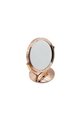 Go İthalat Yuvarlak 7 İnç= Çap17.5Cm Makyaj Aynası Çi̇ft Taraflı Bronz - Gümüş Pls.çerçeve