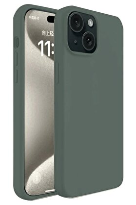 CepteToptan iPhone 15 Plus Kılıf First Silikon - Koyu Yeşil - DROPX7983-5768