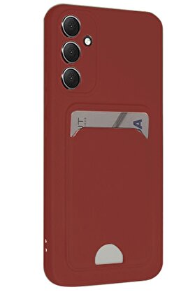 CepteToptan Samsung Galaxy S24 FE Kılıf Kelvin Kartvizitli Silikon - Bordo - DROPX2752-3932