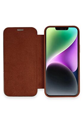 CepteToptan iPhone 12 Kılıf Dolpin Kapaklı - Kahverengi - DROPX2207-6769